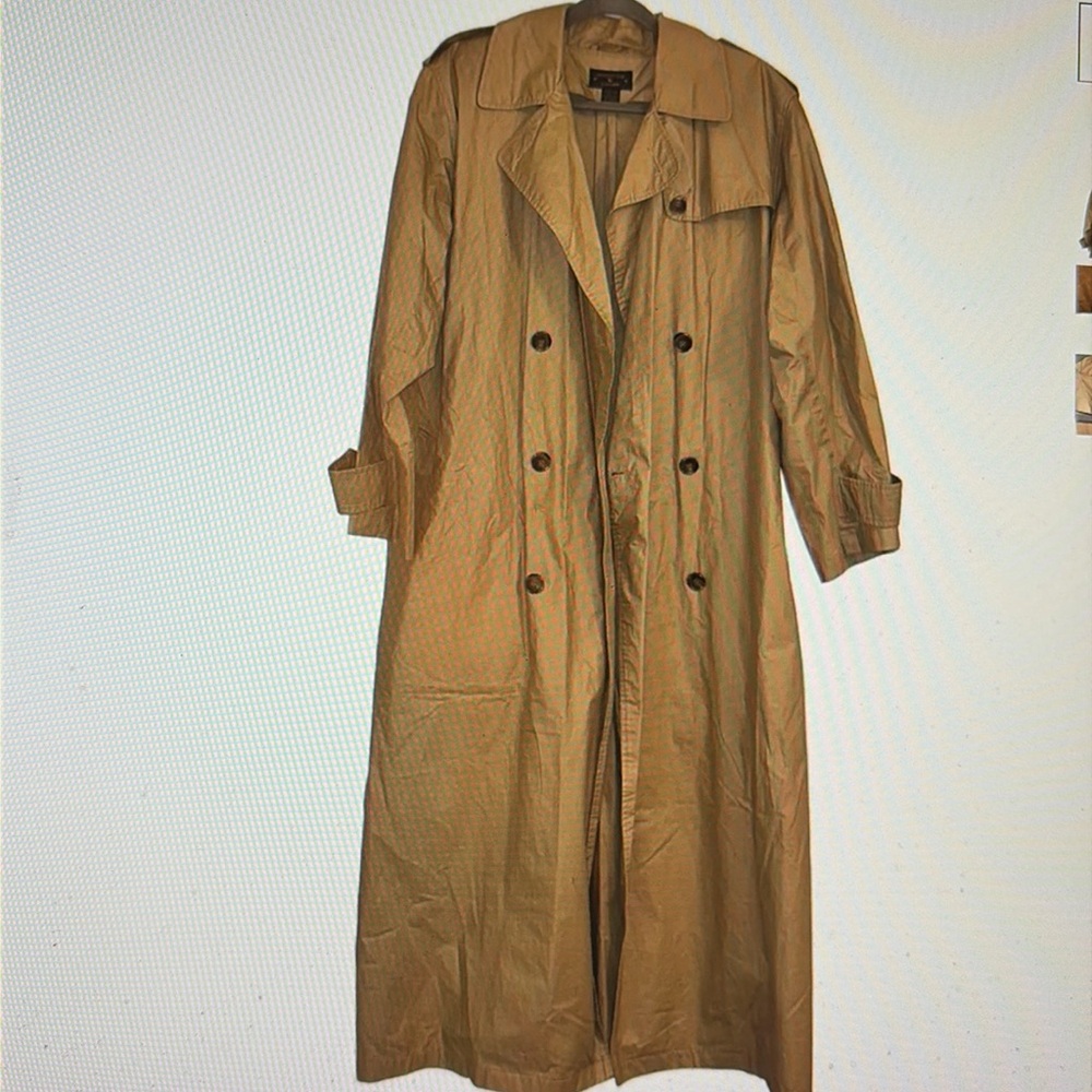 CHARER CLUB Beige Trench Coat Long Button Down Double Breasted